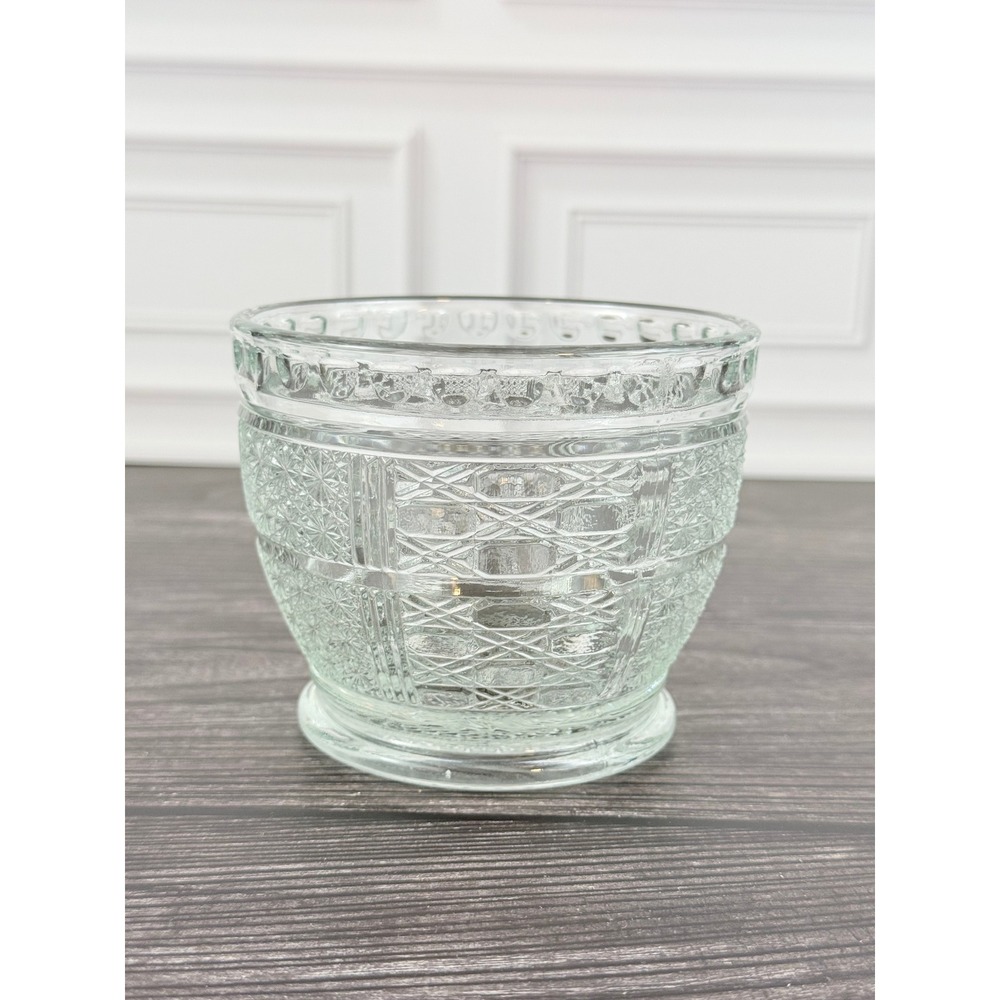 VTG Clear Patterned Depression Pressed Glass Small Bowl 4 1/4" X 3.5"